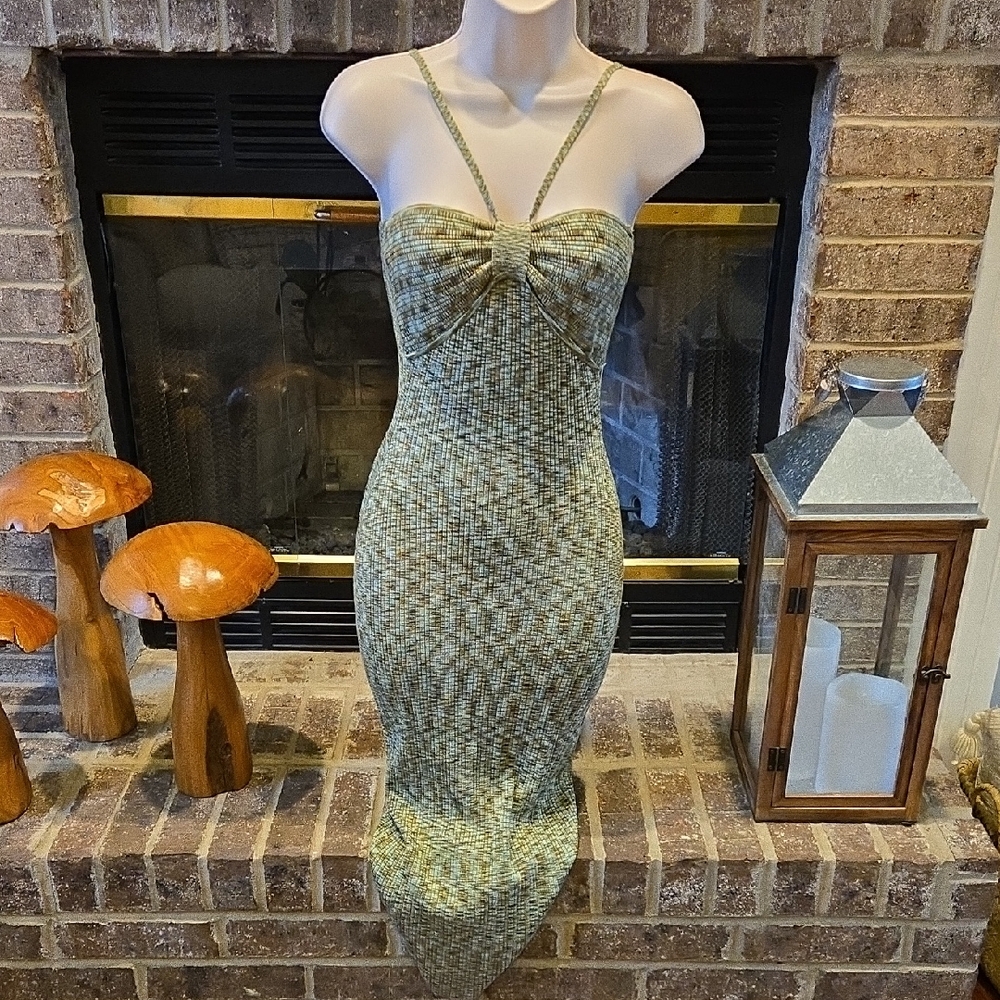 Express Strapless Green Knit Dress
